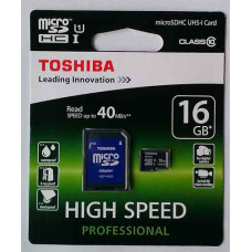 micro-SDHC Card Toshiba 16GB UHS-1 Class 10 + SD