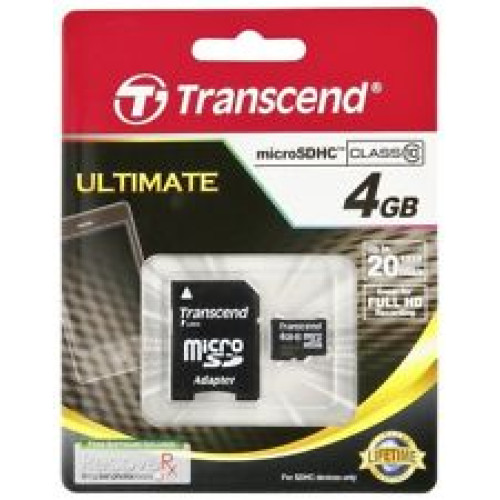Купити micro-SDHC Card Transcend 4GB Class 10 + SD