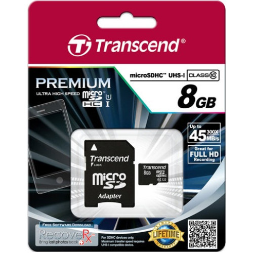 Купити micro-SDHC Card Transcend 8GB Class10 UHS-1